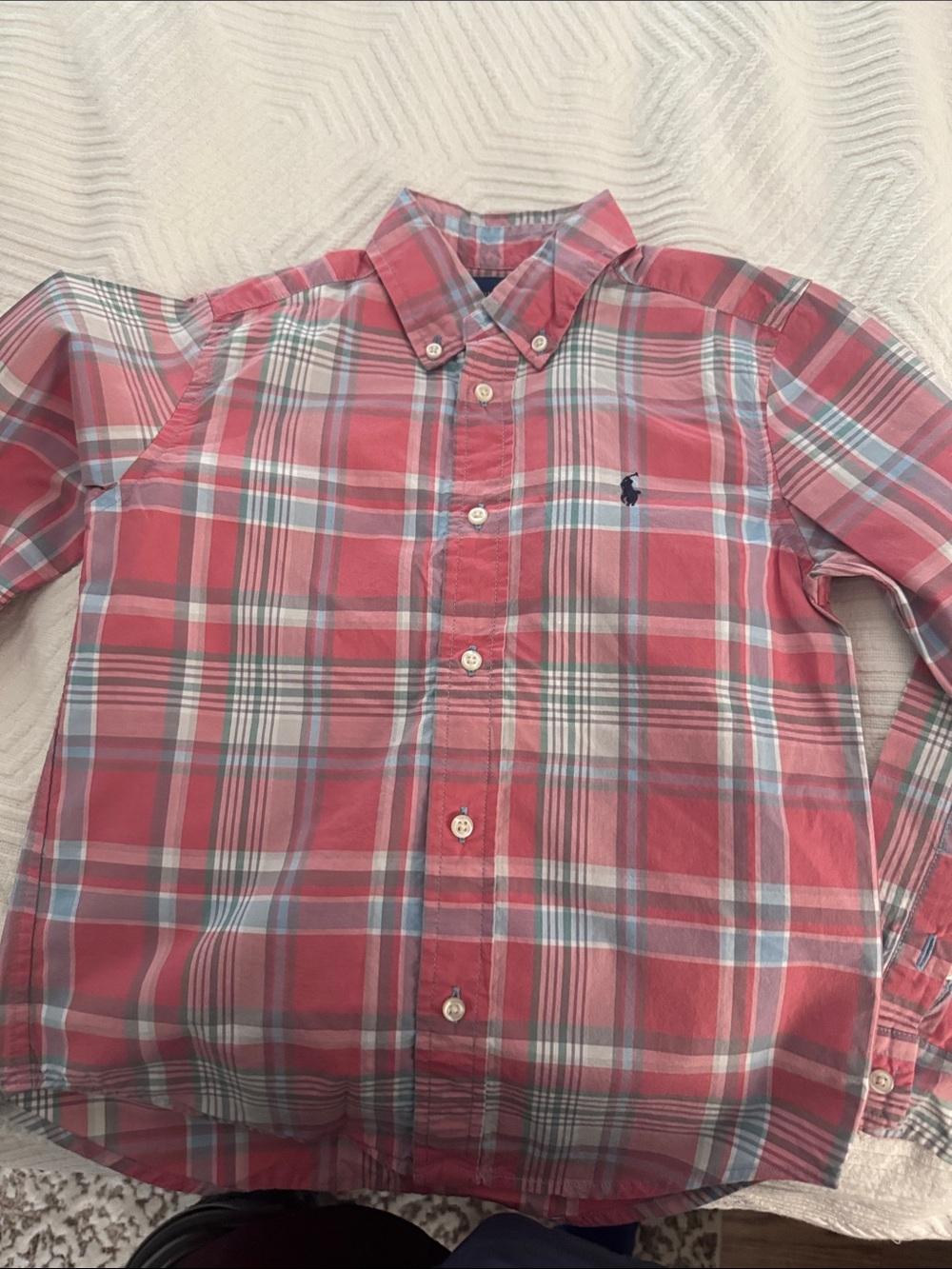 Polo by Ralph Lauren Coral Plaid Button-Down Shirt for Kids